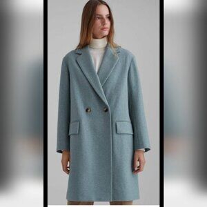 Club Monaco Double-Breasted Wool Coat | Seafoam Blue-Green